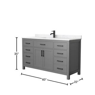 Wyndham Collection Beckett 60 in. W x 22 in. D x 35 in. H Single Sink Bathroom Vanity in Dark Gray with Carrara Cultured Marble Top WCG242460SGBCCUNSMXX