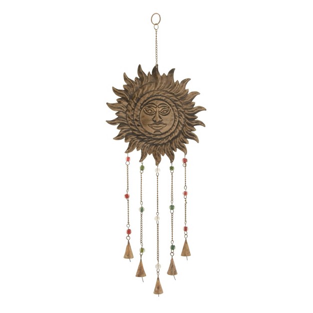 X 9 quot Eclectic Metal Sun Windchime Brown green pink Olivia amp May