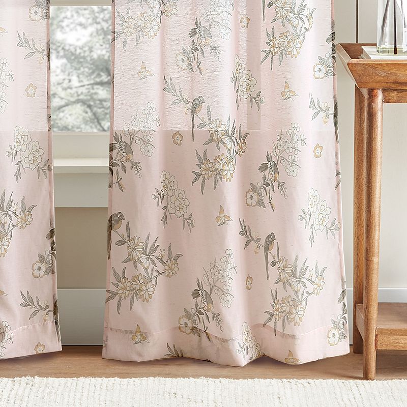 Martha Stewart Martha's Garden Print Poletop 2 Window Curtain Panels