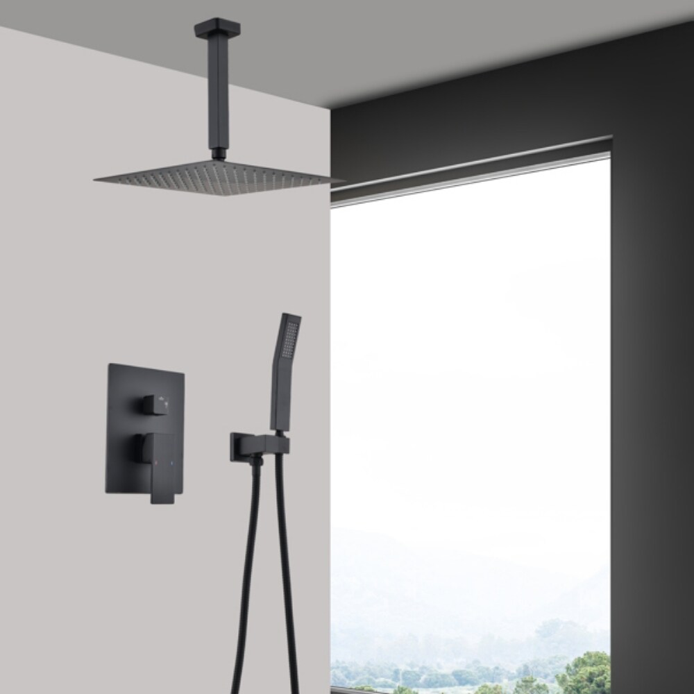 Ceiling Mounted Shower System Combo Set with Handheld and Shower head   16 x 9.25 x 7.87 in.