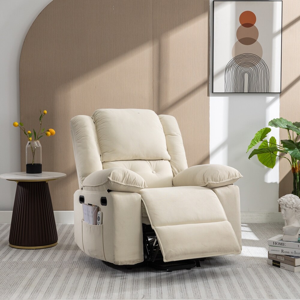 Linen Massage Recliner Sofa Power Lift Chair Smart Beige Rocking Chair