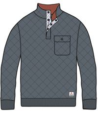 Bark Recycled Quilted Popper Up Sweatshirt - Charcoal