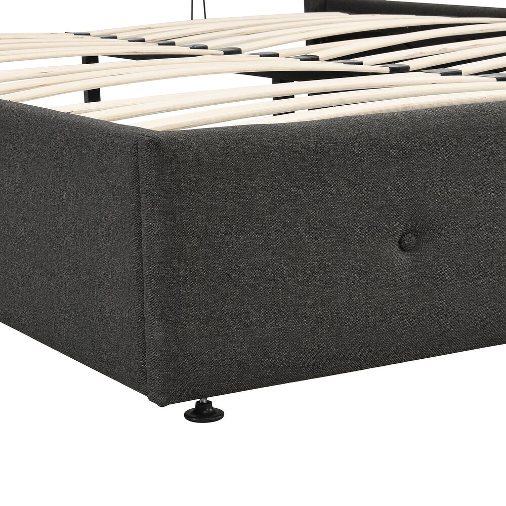 Upholstered Queen Platform Bed With A Hydraulic Storage System