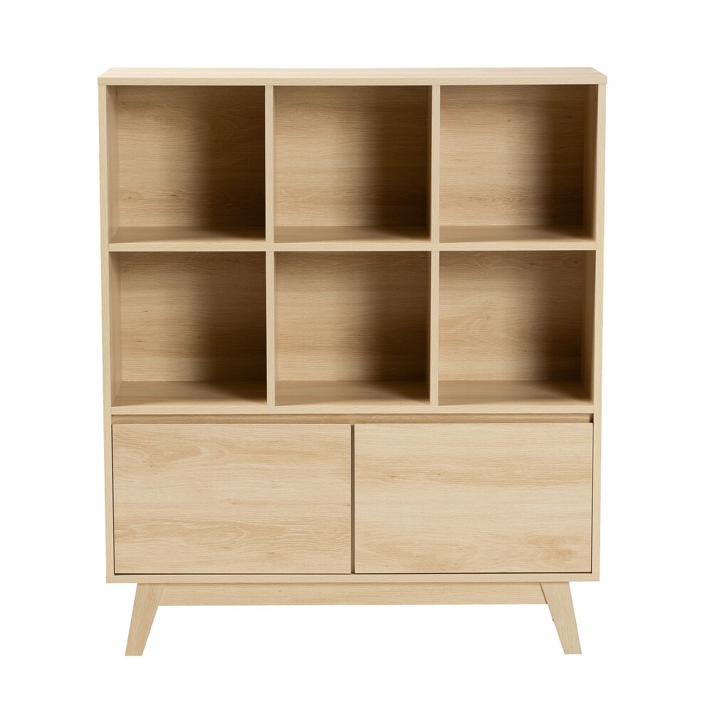 Danina Japandi Oak Brown Finished Wood Bookshelf