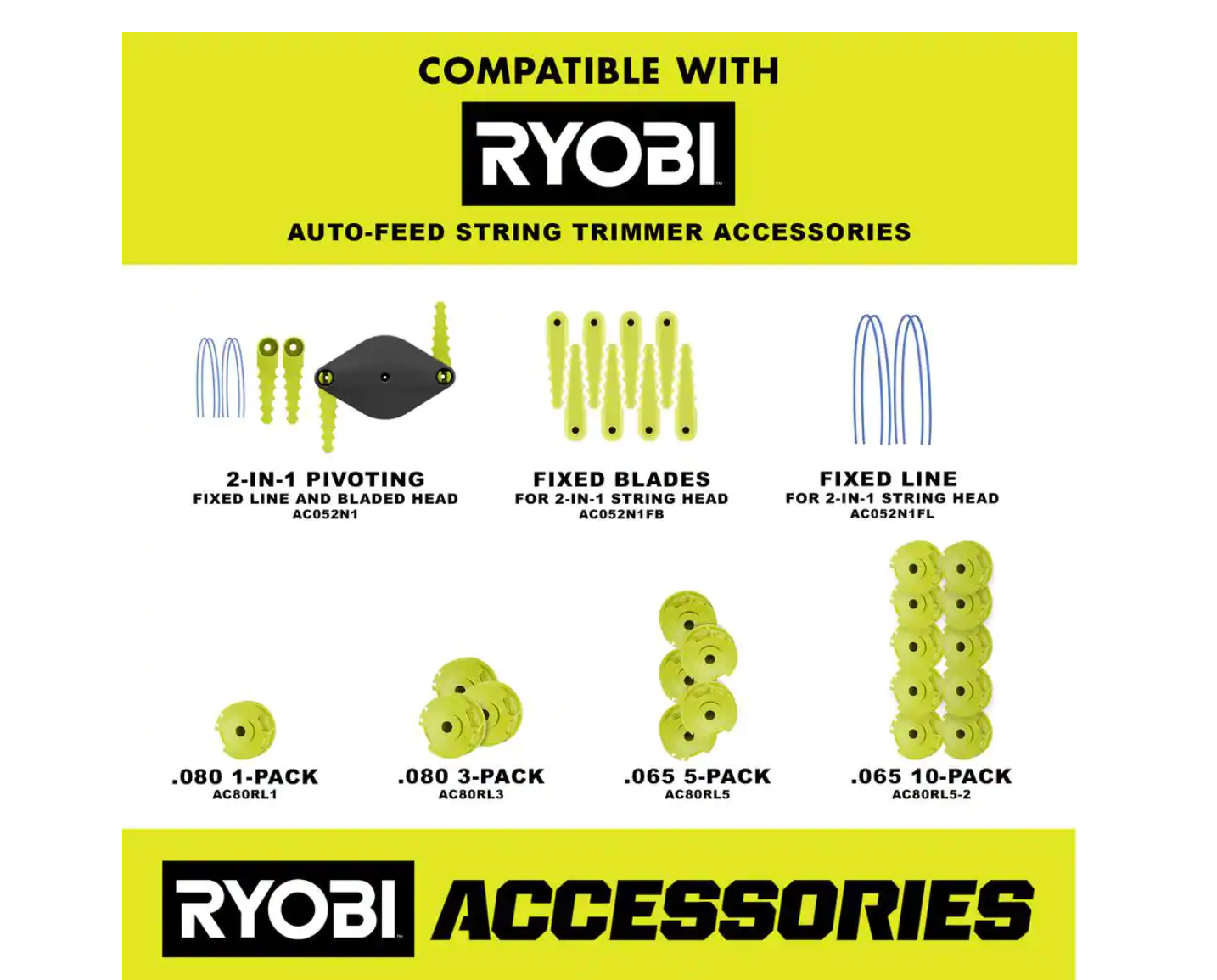 RYOBI P2035-AC ONE+ 18V Cordless String Trimmer/Edger and Blower with Extra 3-Pack of Spools， 4.0 Ah Battery and Charger