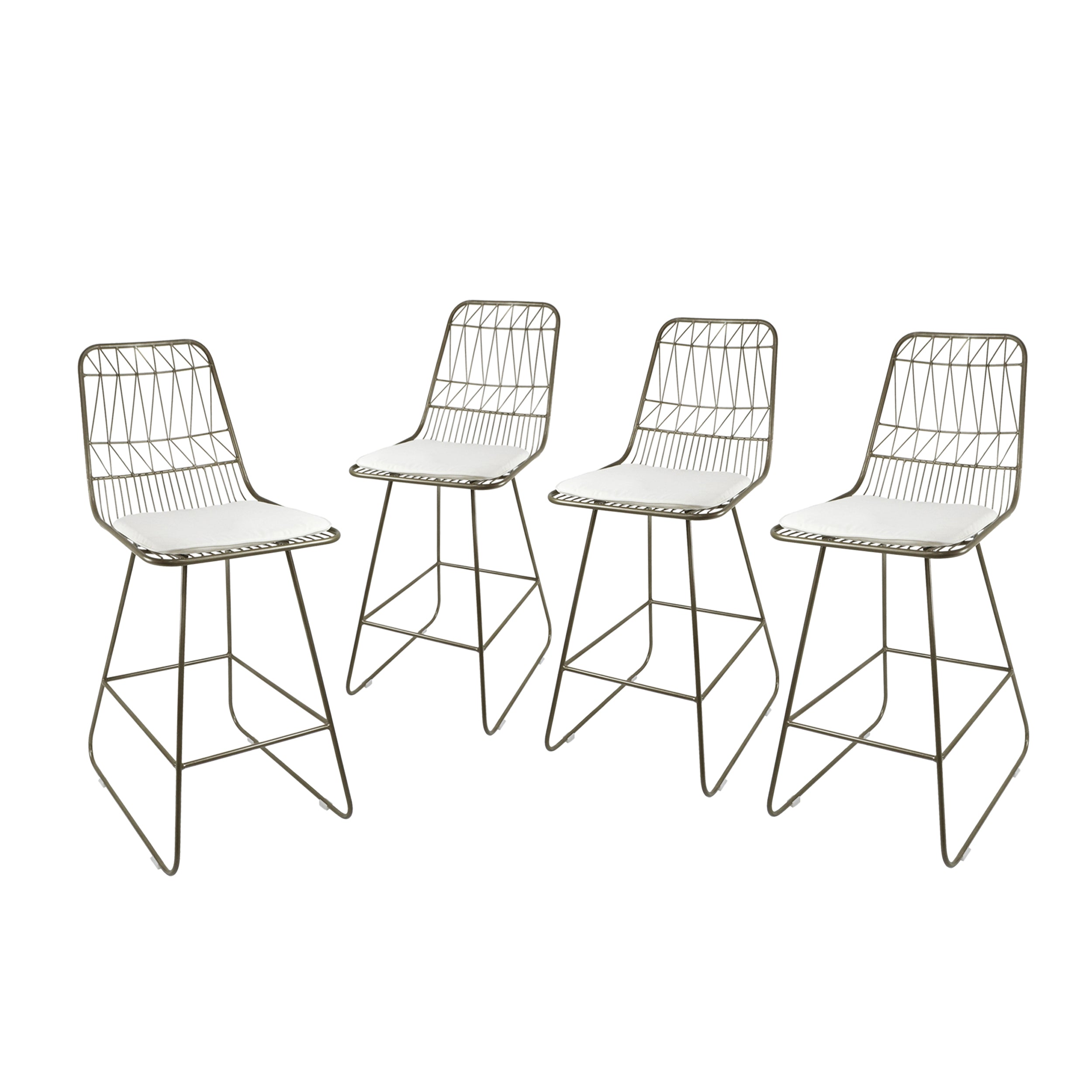 Hedy Outdoor Wire Counter Stools with Cushions (Set of 4)