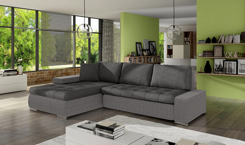 AMARA Sectional Sleeper Sofa  Universal Corner  Grey/Dark Grey   Contemporary   Sleeper Sofas   by Table World  Houzz