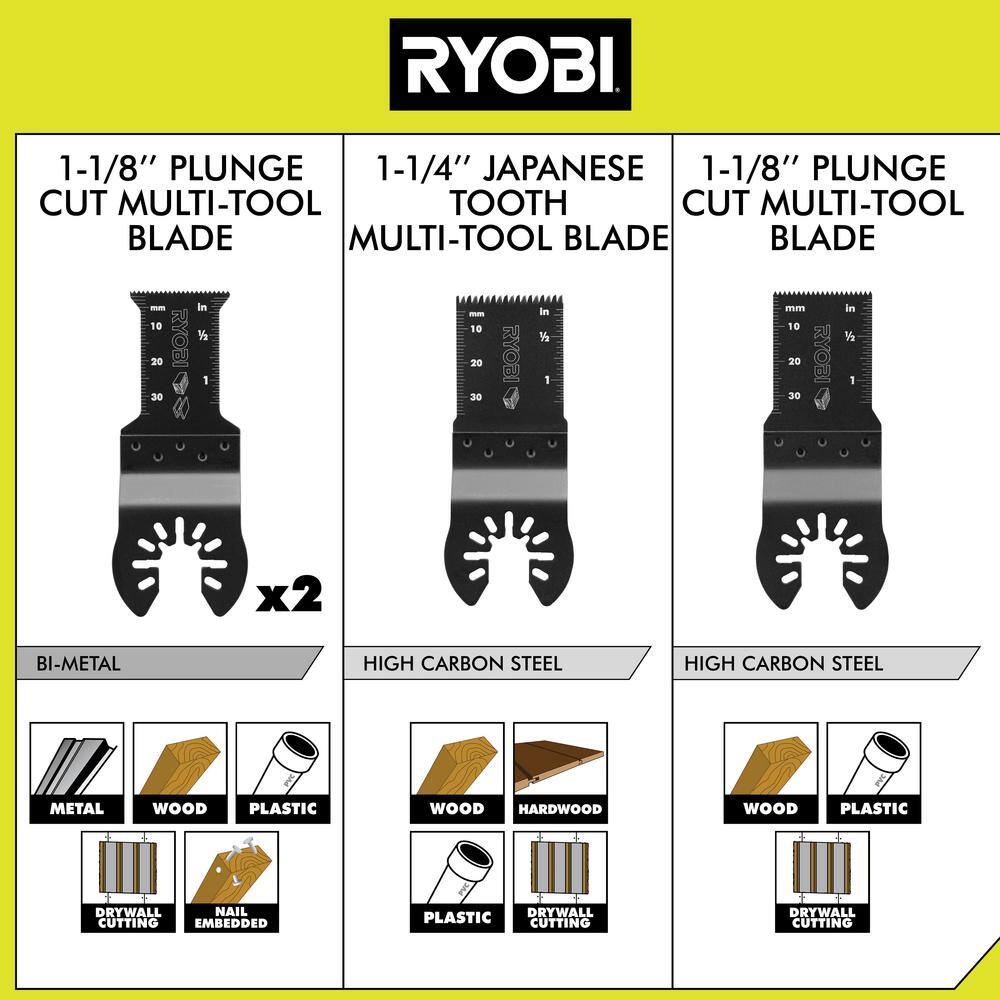 RYOBI 16-Piece Oscillating Multi-Tool Blade Accessory Set with 4-Piece Wood and Metal Oscillating Multi-Tool Blade Set A241601-A24402