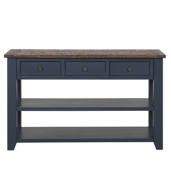 Side Table Console Table， Sofa Side Table with 3 Drawers and 2 Shelves