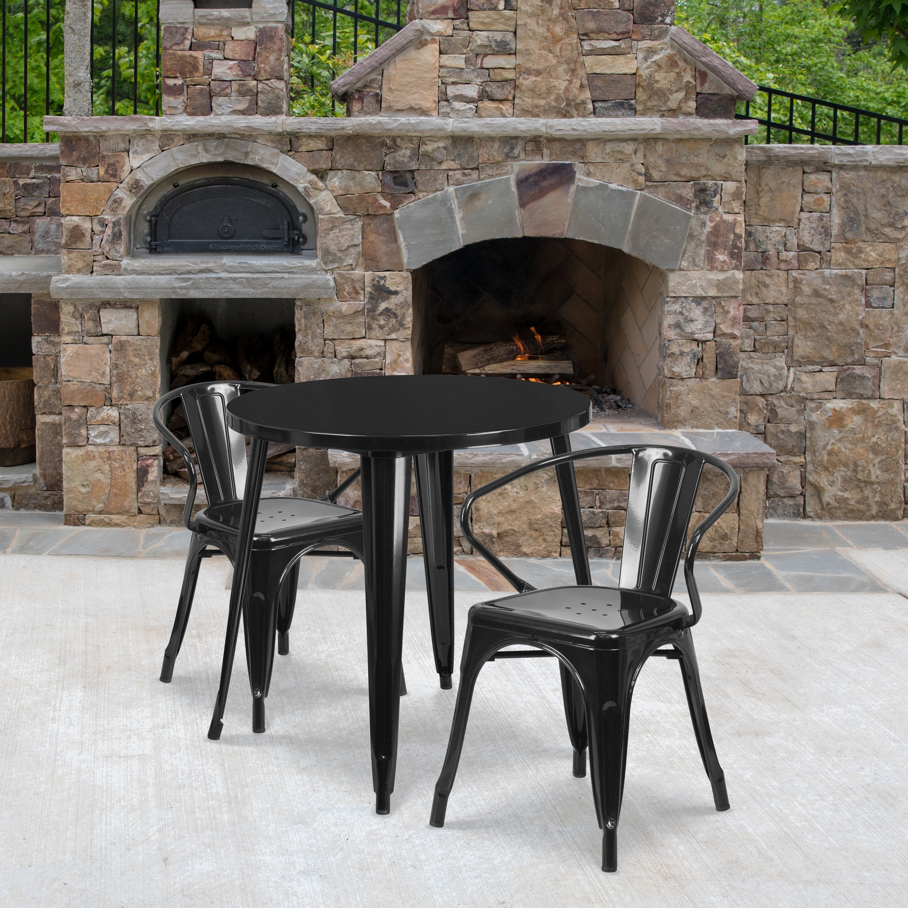 30'-inch Round Metal Indoor-Outdoor Table Set