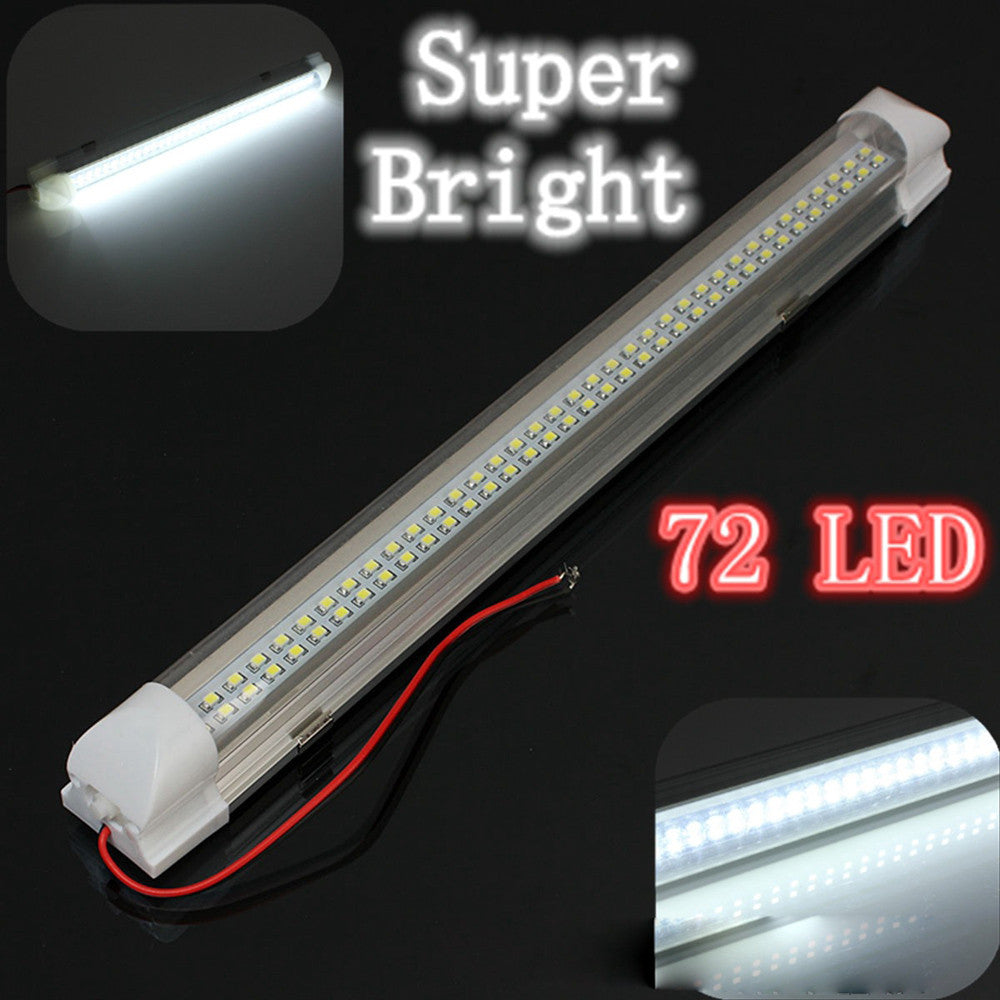 Tuscom 1x 12V 72 LED Car Interior White Strip Lights Bar Lamp Van Caravan ON OFF Switch