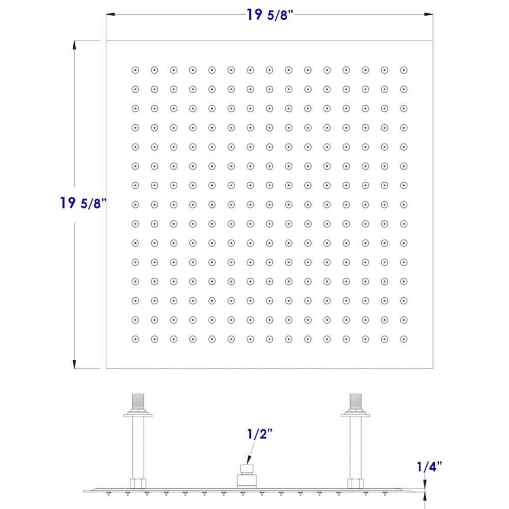 ALFI BRAND 1-Spray 20 in. Single Ceiling Mount Fixed Rain Shower Head in Polished Stainless Steel RAIN20S-PSS