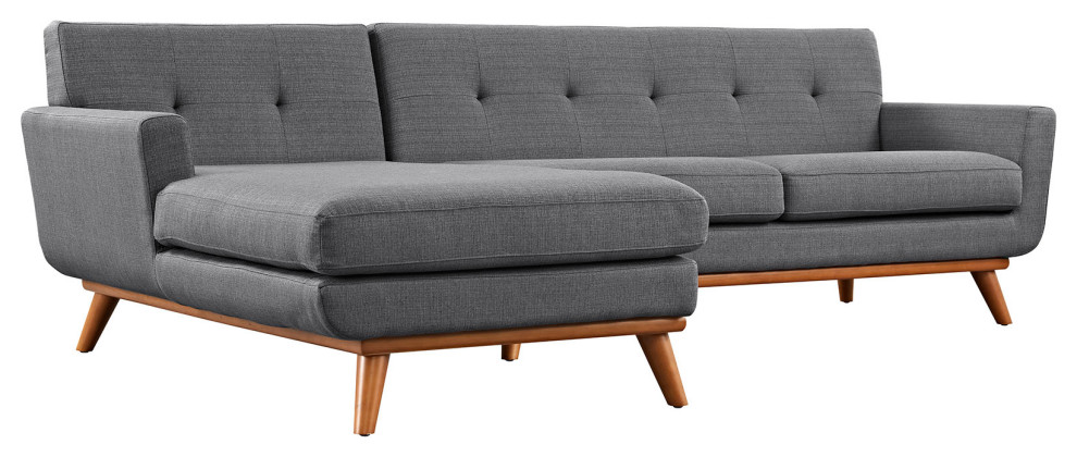 Engage Left Facing Upholstered Fabric Sectional Sofa   Midcentury   Sectional Sofas   by PARMA HOME  Houzz