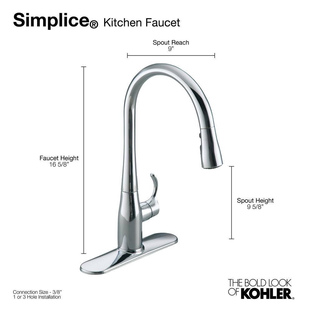 KOHLER Simplice Single-Handle Pull-Down Sprayer Kitchen Faucet with DockNetik and Sweep Spray in Vibrant Stainless K-596-VS