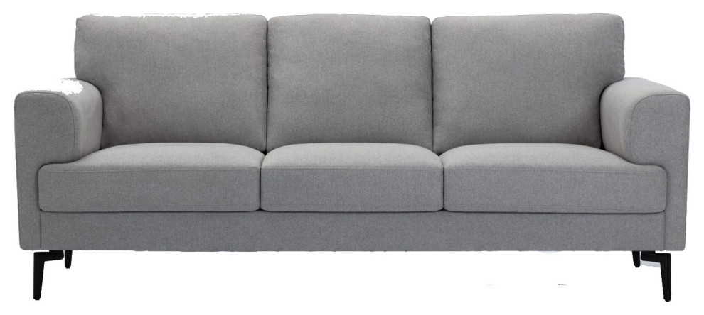 Benzara BM250321 Sofa With Fabric Upholstery and Sleek Metal Legs  Gray   Midcentury   Sofas   by Uber Bazaar  Houzz