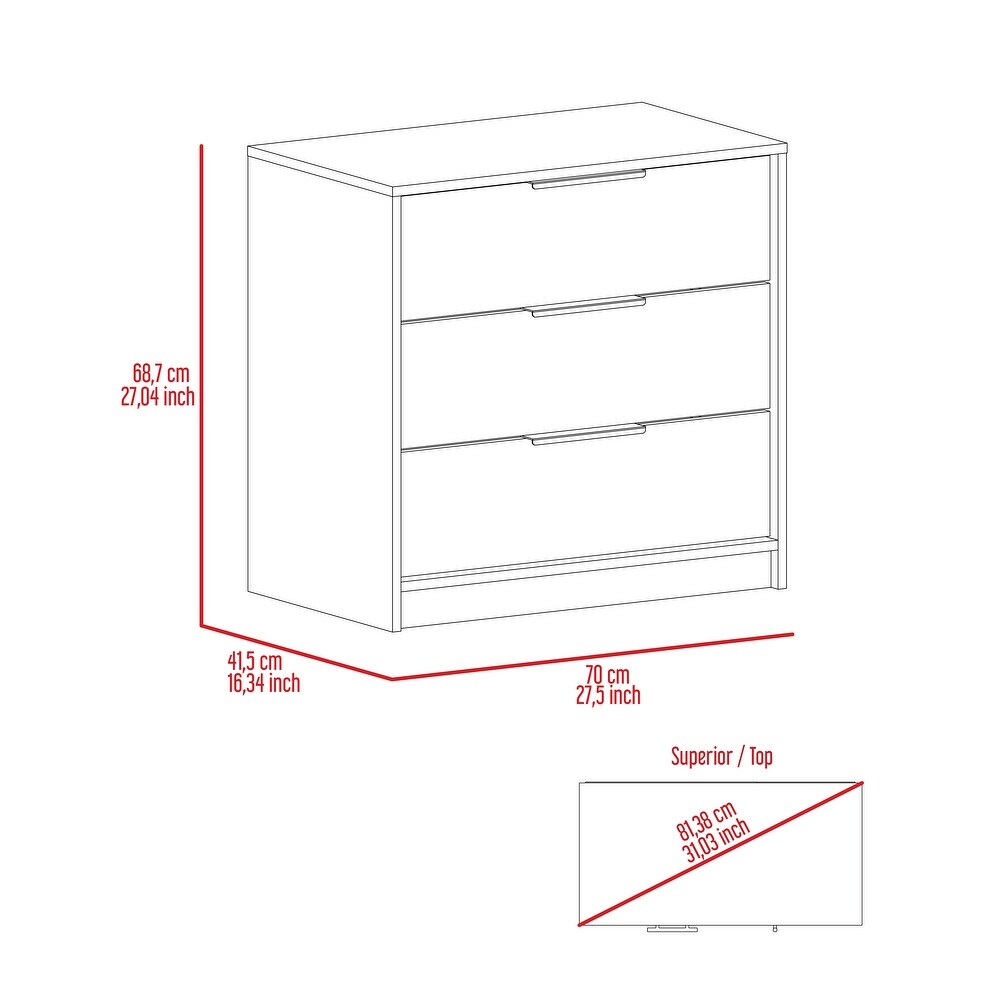 Contemporary Style 3 Drawers Dresser Chests for Bedroom  Storage Dressers Organizer for Bedroom  Living Room  Hallway