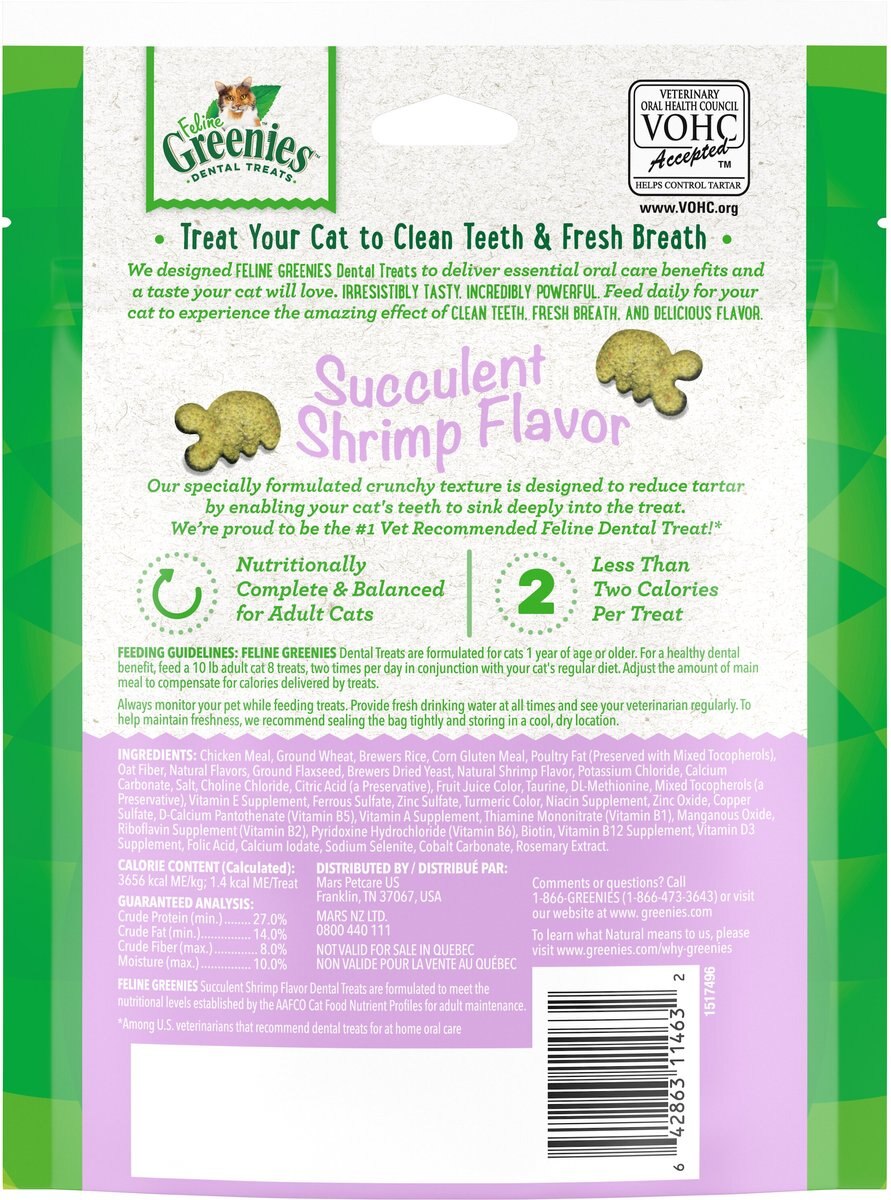 Greenies Feline Succulent Shrimp Flavor Adult Dental Cat Treats