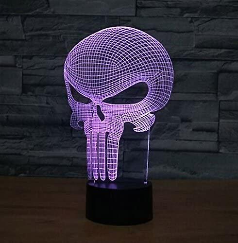 Punisher Skull 3d Night Light 7 Color Change Led Desk Lamp Touch Button Room Decor