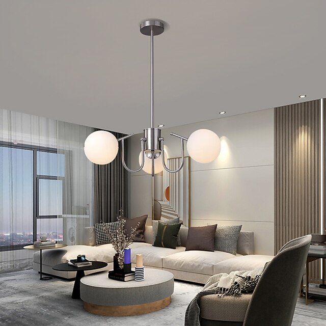 LED Pendant Light 3/5/6-Lights Chrome Globe Design Geometric Shapes Flush Mount Lights Metal Sputnik Linear Geometrical Painted Finishes Contemporary Chandeliers LED Light Source Included 110-240V