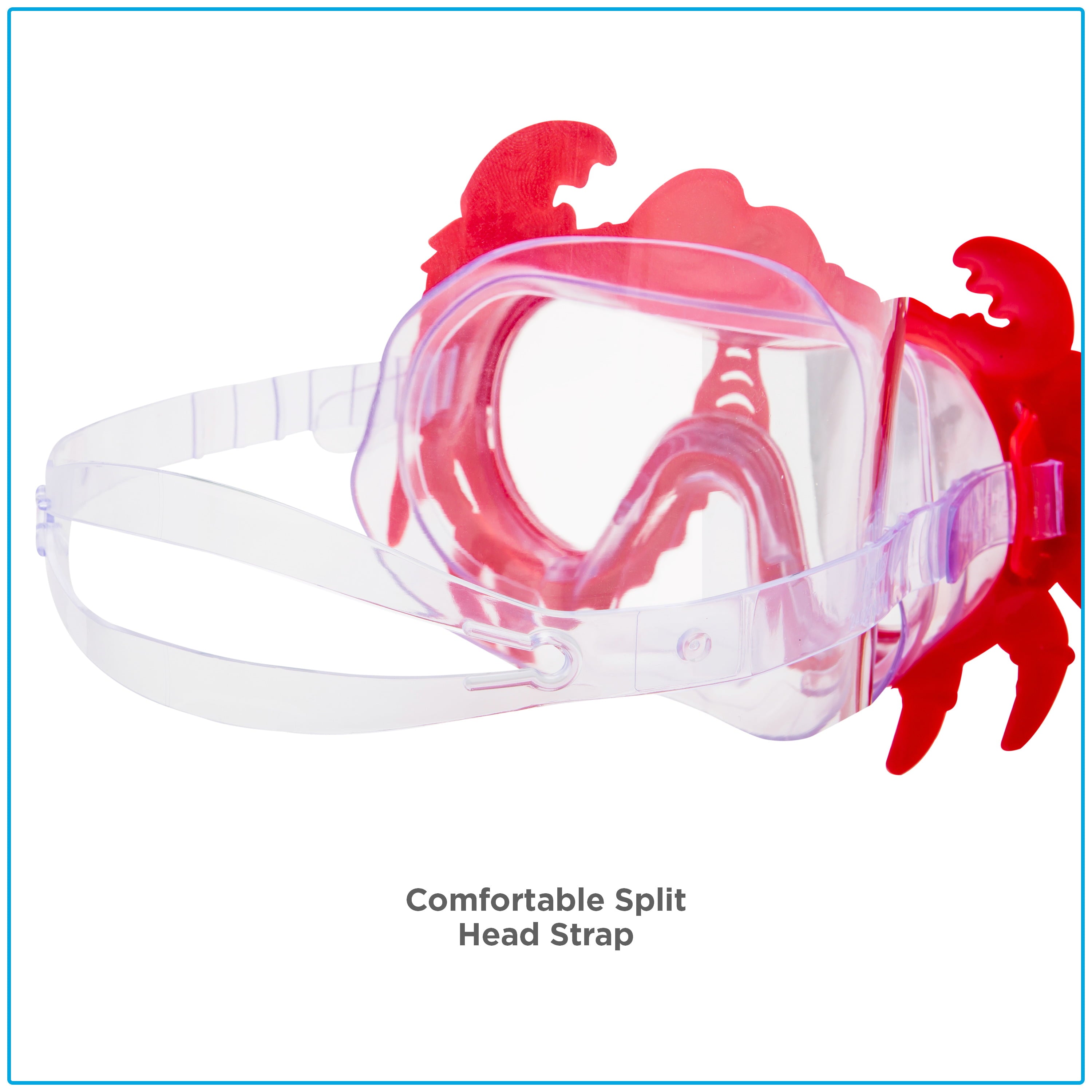 Eye Pop Red and Clear Swimming Sport Goggles For Kids, Ages 4 Years and Up, Crab Character