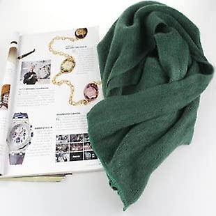 Women's Warm Long Shawl Winter Warm Large Scarf Pure Color Dark Green -