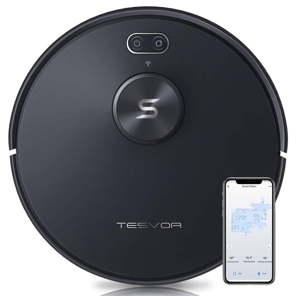 Tesvor Laser Navigation Robotic Vacuum Cleaner 2700Pa Strong Suction Auto-Charging Wi-Fi Enabled S6