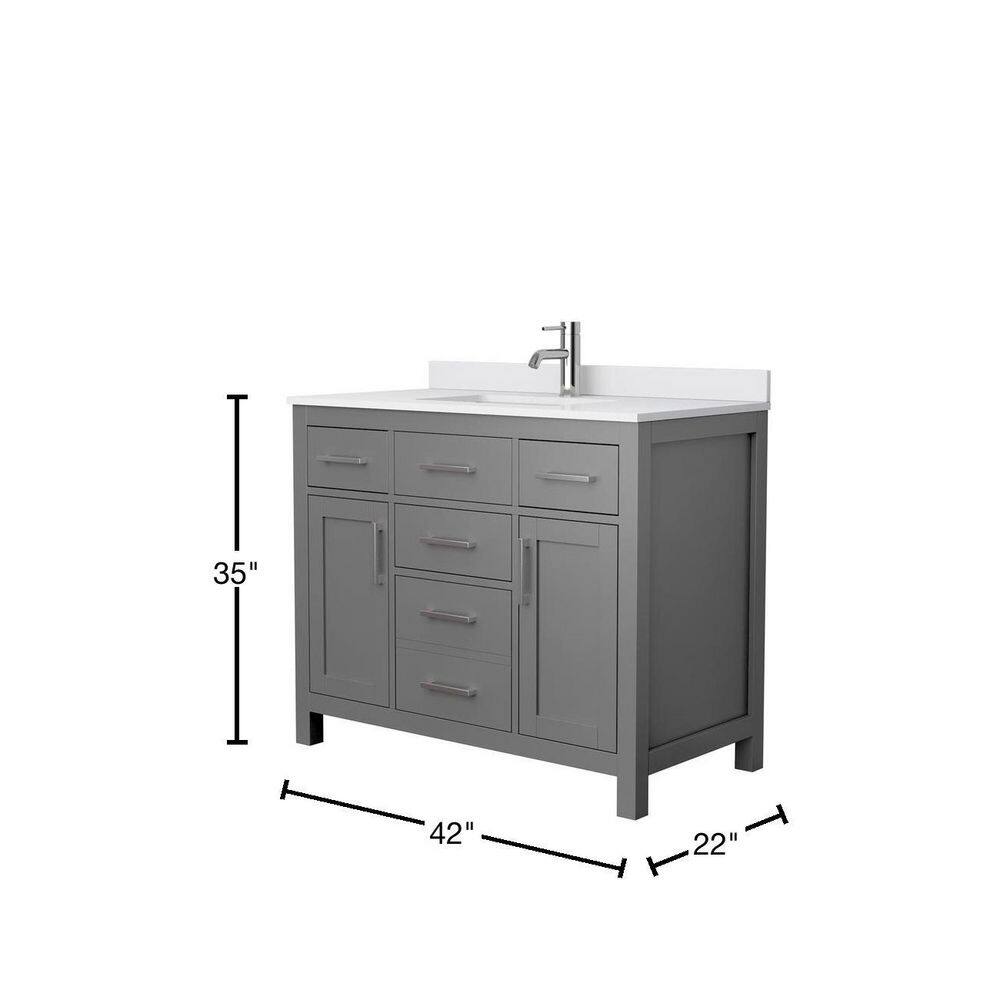 Wyndham Collection Beckett 42 in. W x 22 in. D Single Vanity in Dark Gray with Cultured Marble Vanity Top in White with White Basin WCG242442SKGWCUNSMXX