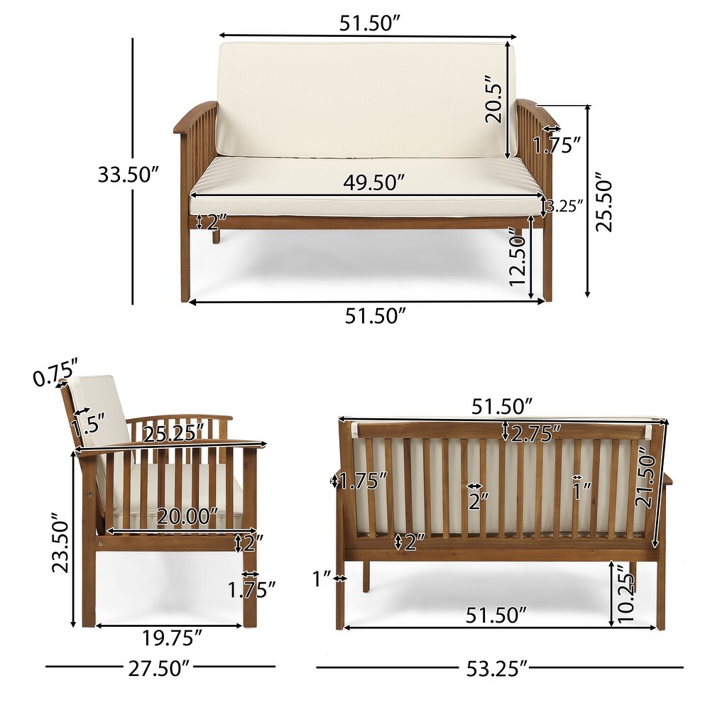 Carolina Outdoor Acacia Wood Loveseat by Christopher Knight Home