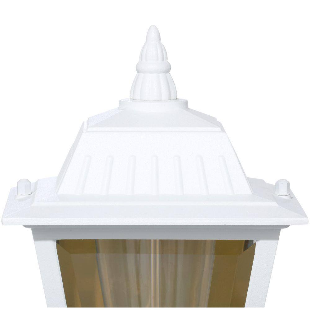 Hampton Bay 13.75 in. White 1-Light Outdoor Wall Lamp with Clear Beveled Glass Shade BPL1611-WHT