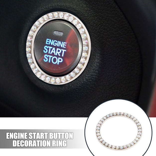 Unique Bargains Car Engine Start Stop Rhinestone Bling Decoration Ring 4 Pcs