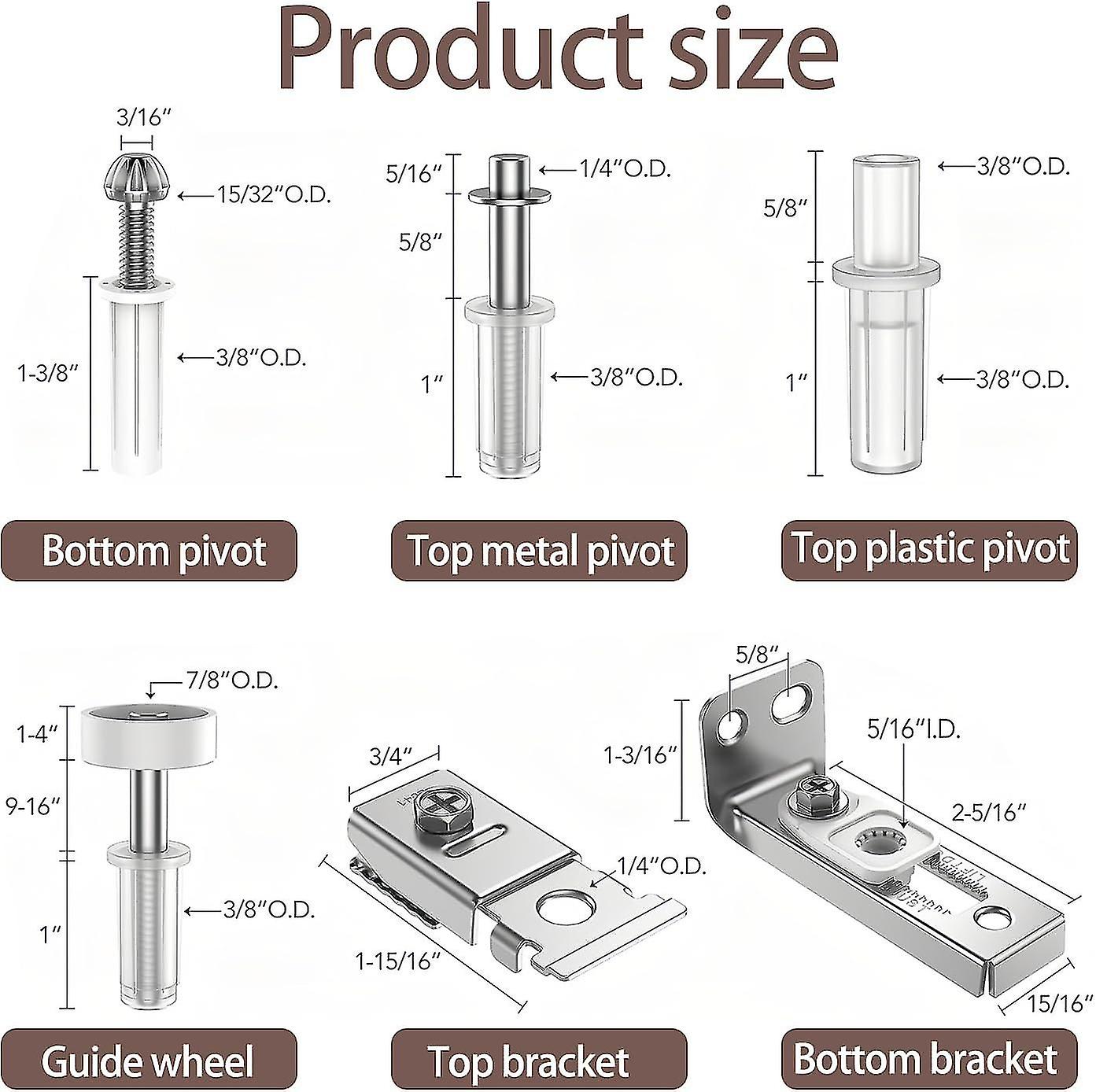 Door Hardware Repair Kit-1 Pack Bi-fold Sliding Closet Doors Replacement Parts Include Top and Bottom Bracket