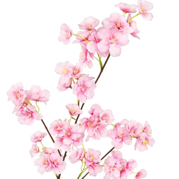 Set of 6 Pink Artificial Cherry Blossom Flower Stem Spray 34in