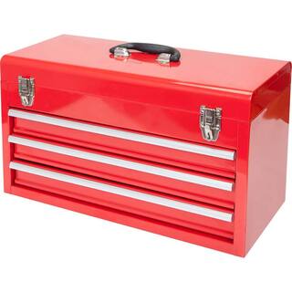 Big Red 20.5 in. L x 8.6 in. W x 11.8 in. H Portable 3-Drawer Steel Tool Box with Metal Latch Closure ANTBD022-XB