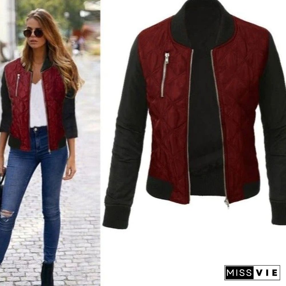 Solid Color Fashion Zipper Cotton Jacket Women's Jacket