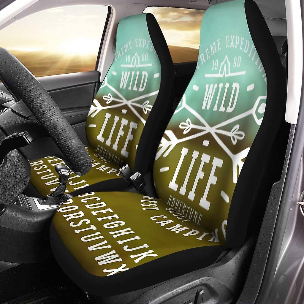 Set Of 2 Car Seat Covers Hipster Slab Serif In The Of Graphics White Blurred Universal Auto Front Seats Protector Fits