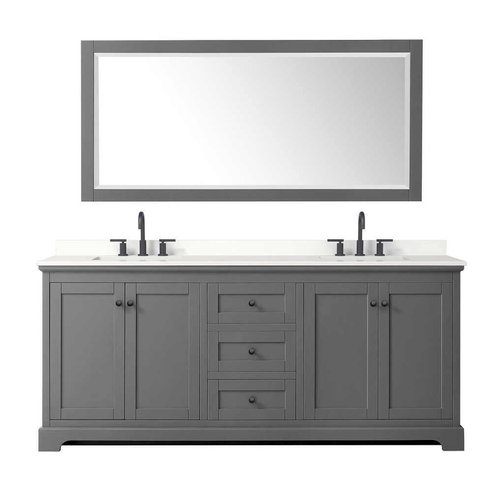 Avery 80 inch Double Vanity  Quartz Top  70 inch Mirror