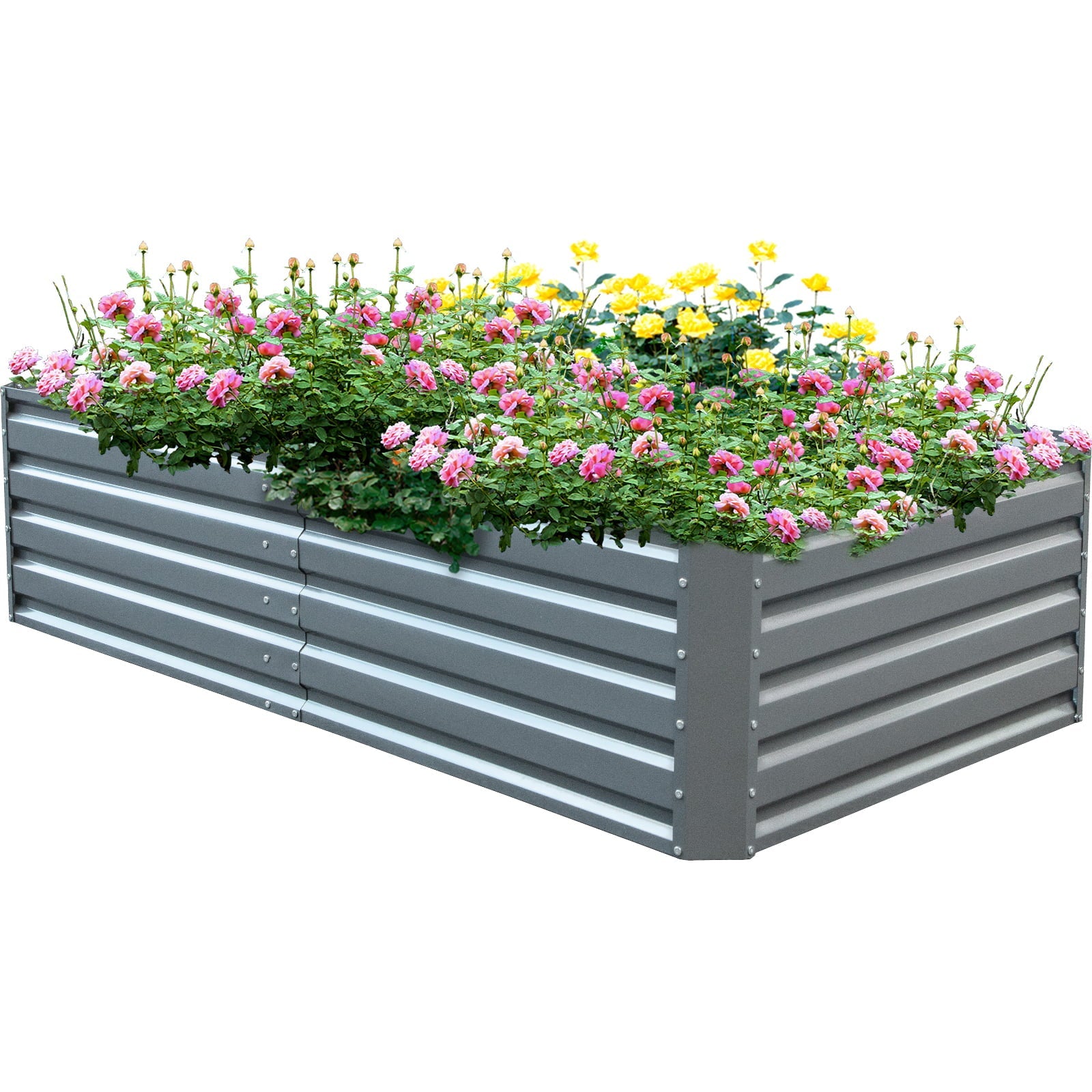 VEVORbrand Raised Metal Garden Bed, 80"x40"x19" Steel Garden Bed Gray Square Garden Planter Box, Raised Garden Bed Kit Outdoor Compost Garden Bed