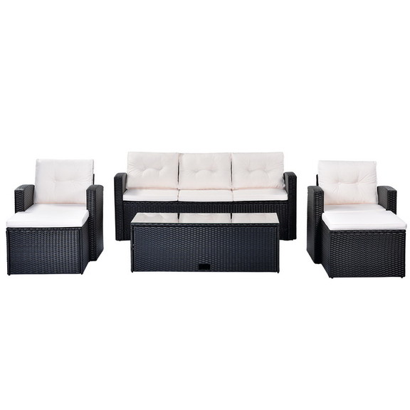 go 6 Piece  Weather Wicker PE Rattan Patio Outd...