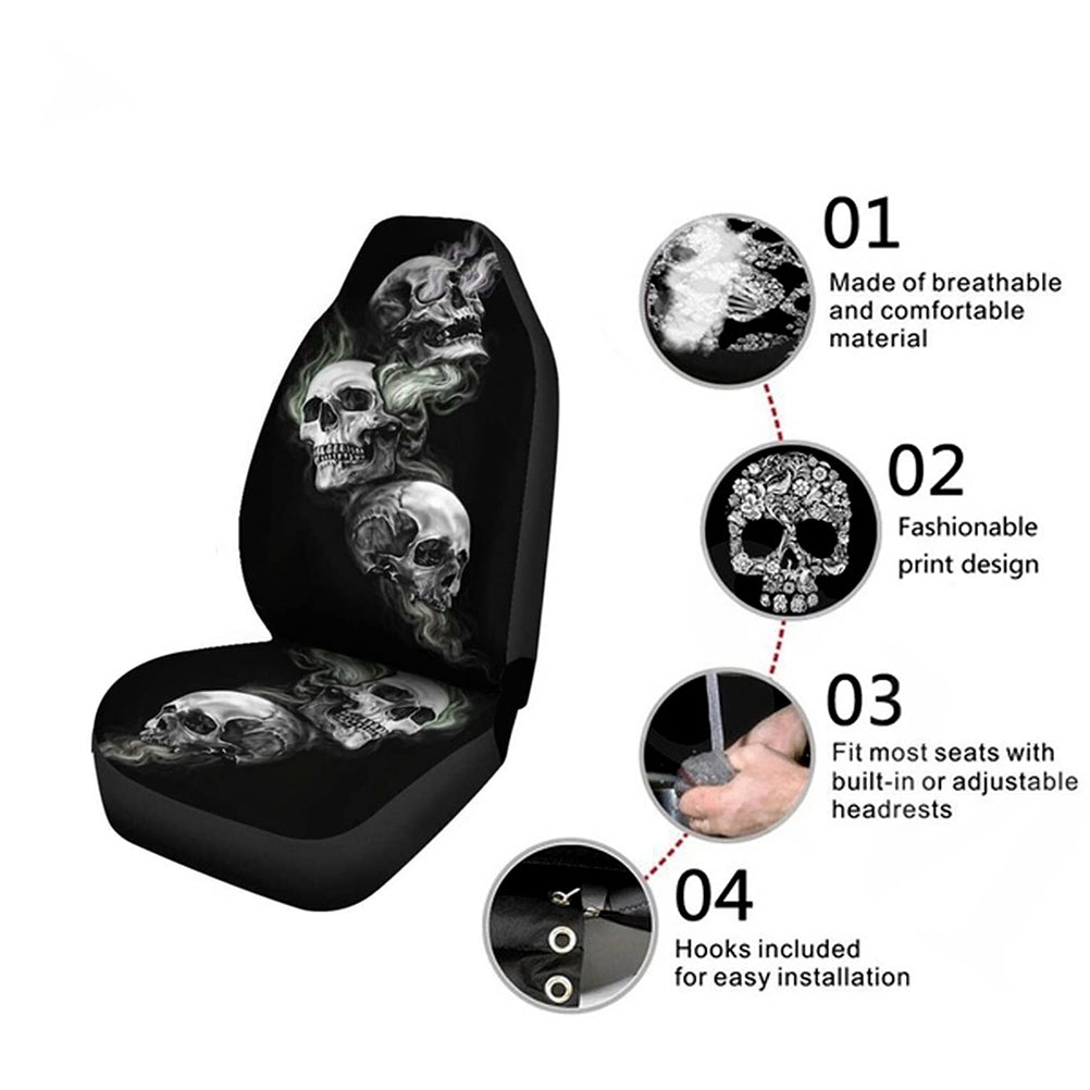 Fabric Car Seat Covers Waterproof Halloween Skeleton Breathable Car Seat Cover Protector Compatible for Car Truck SUV Van