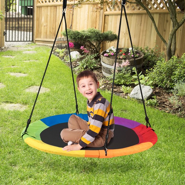 SUGIFT 40in Tree Swing Indoor Outdoor Play Set Swing for Kids， Colorful