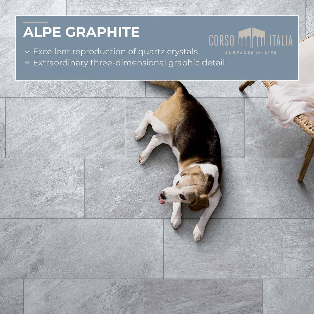 Corso Italia Alpe Graphite 12 in. x 24 in. Porcelain Floor and Wall Tile (15.50 sq. ft.Case) 610010002399