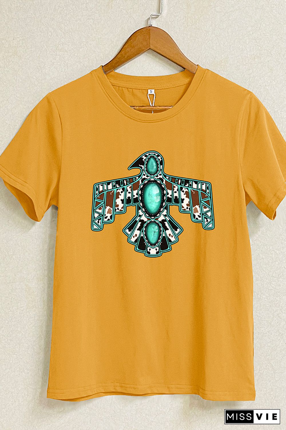 Cowhide Turquoise Thunderbird Graphic T-Shirt Wholesale