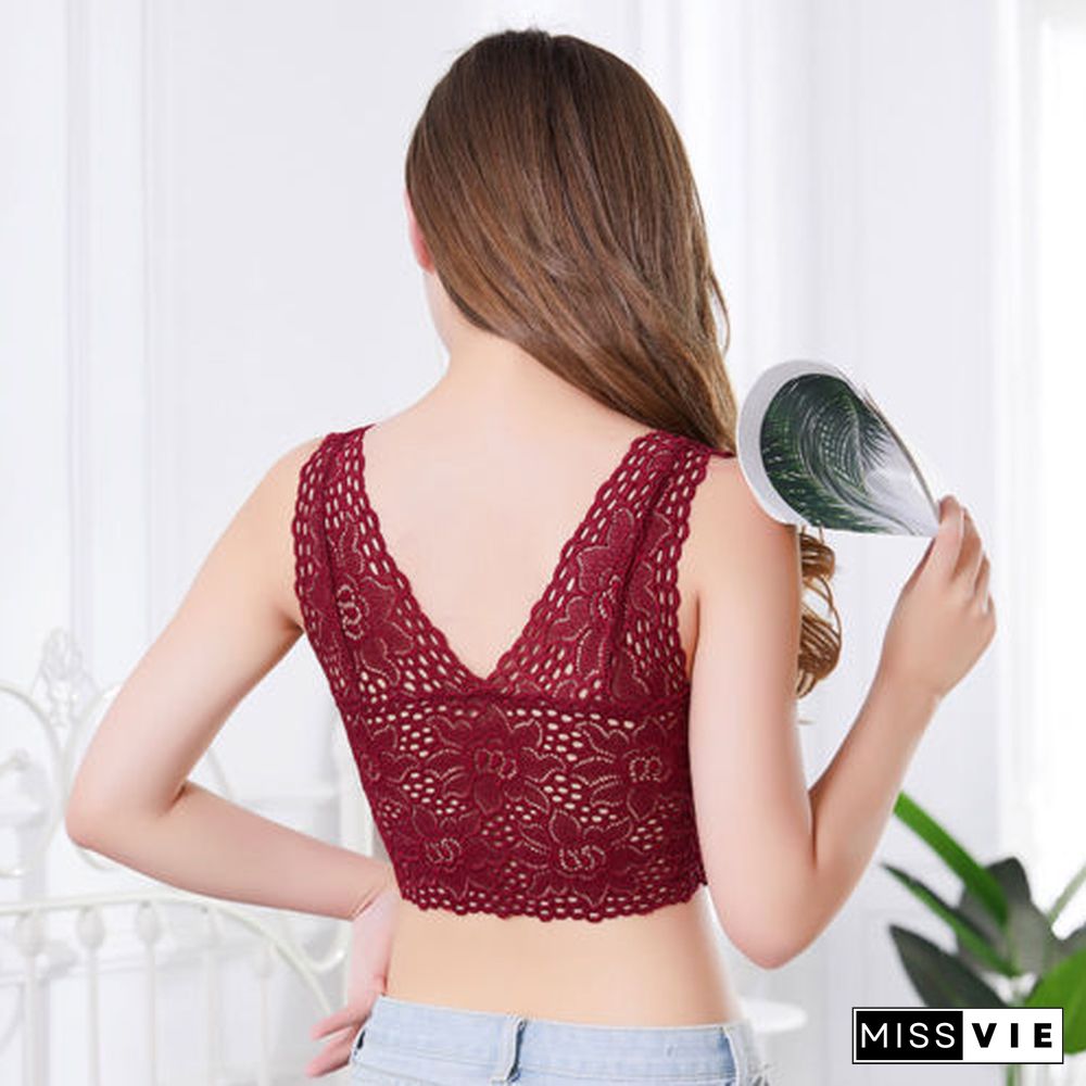 Trend Women Lace Hollow Floral Crop Top Harness Bralet Camisole Tank Tops Casual New Seamless Hot Ladies Vest