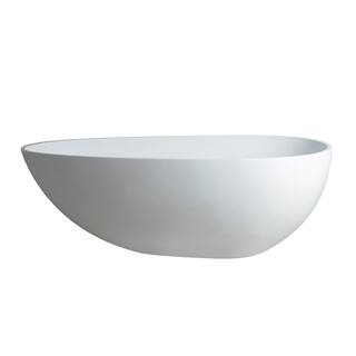 Vanity Art Assignan 67 in. Solid Surface Resin Stone Matte Flatbottom Freestanding Bathtub in White VA6913-ML