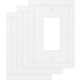 Hampton Bay Belfast Pure White 1-Gang Single DecoratorRocker Wall Plate (3-Pack) W44654C-PW-K3