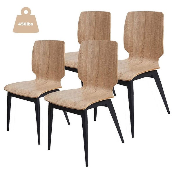 4 Pack Kitchen Dining Chairs with Bentwood Seat and Metal Legs， Ergonomic Design， Natural - 16.5”L X 18.9” W X 32.7”H