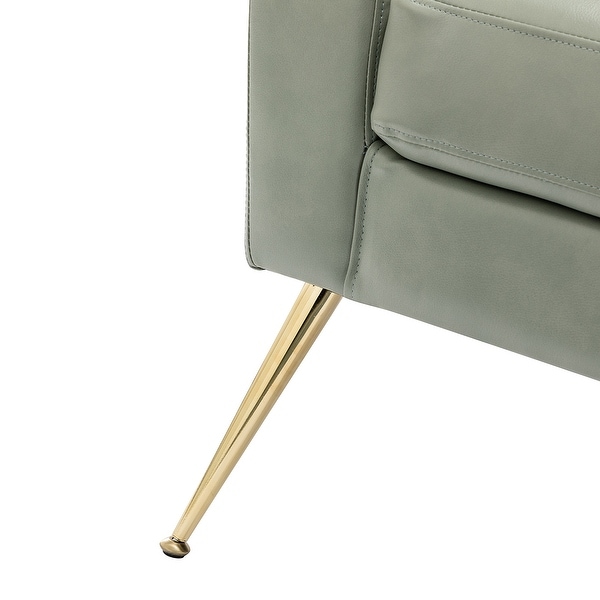 Lilia Classic Leather Button-Tufted Arm Chair with Gold Metal Legs Set of 2 by HULALA HOME