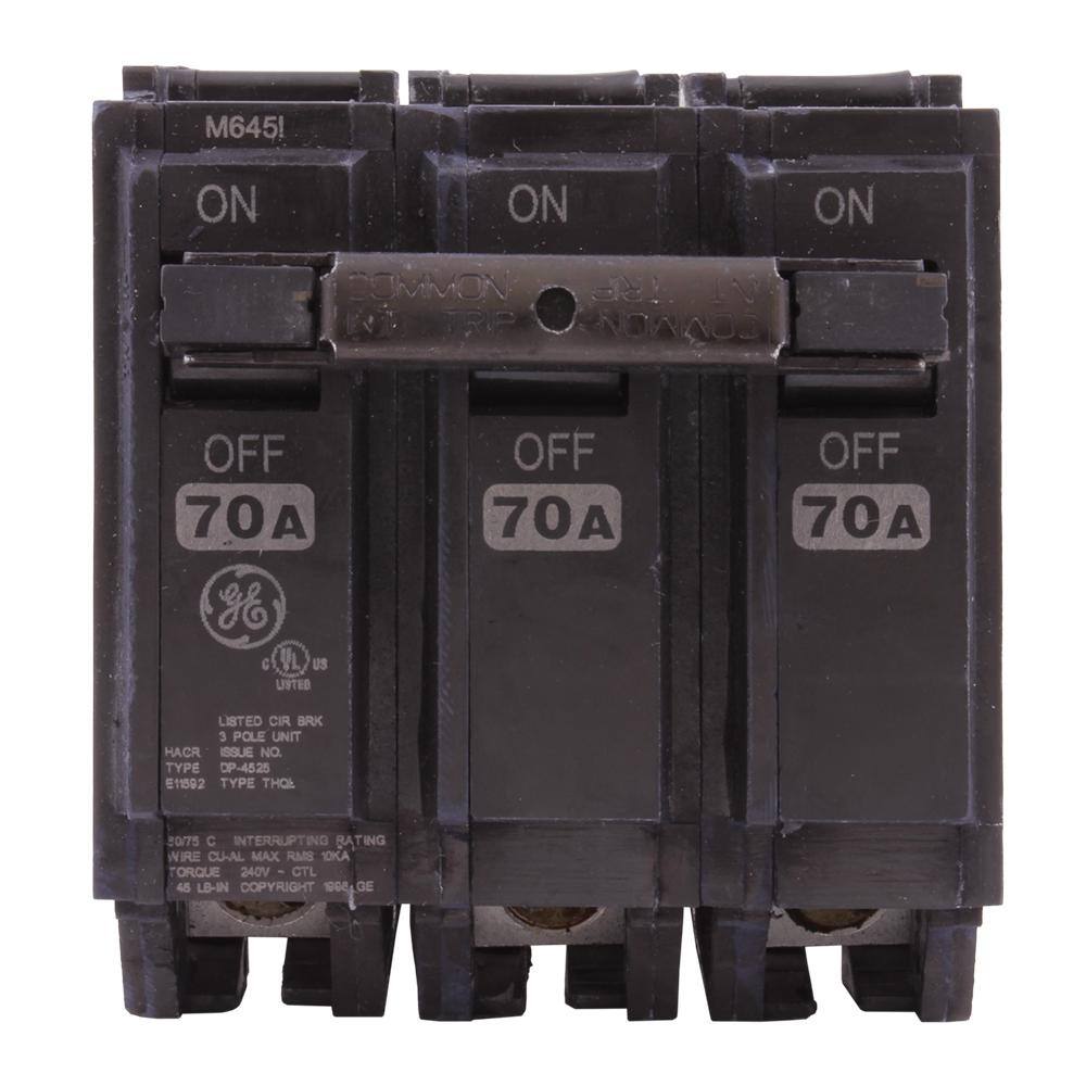 GE Q-Line 70 Amp 3 in. Triple-Pole Circuit Breaker THQL32070