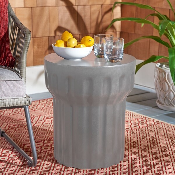 SAFAVIEH Vesta Concrete Indoor/ Outdoor Accent Table (Dark Grey) - 15.7