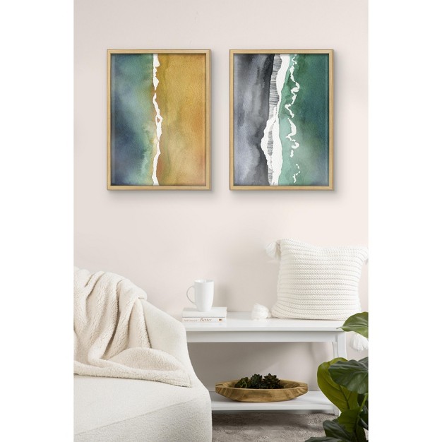 Kate And Laurel Blake Black Sands Dream Framed Printed Glass By Janet Meinke lau 18x24 Natural